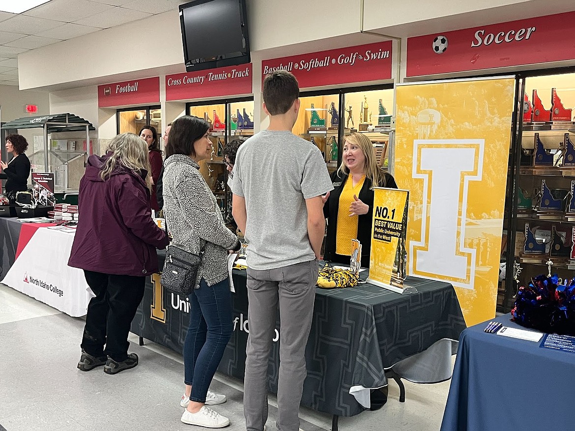 Area students talk to a representative from the University of Idaho at the recent Next Steps Night.