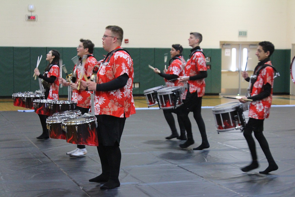 The Othello High School drumline practices their moves.