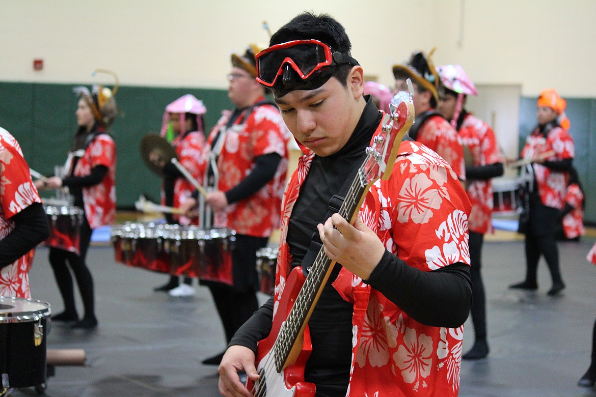 Othello High School drumline guitarist Martin Marroquin during practice.