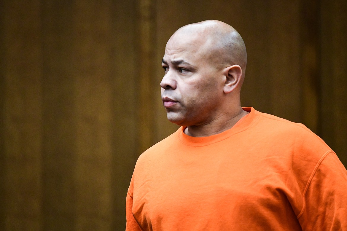 Jami James appears at his arraignment in Flathead County District Court on Thursday, March 30. (Casey Kreider/Daily Inter Lake)