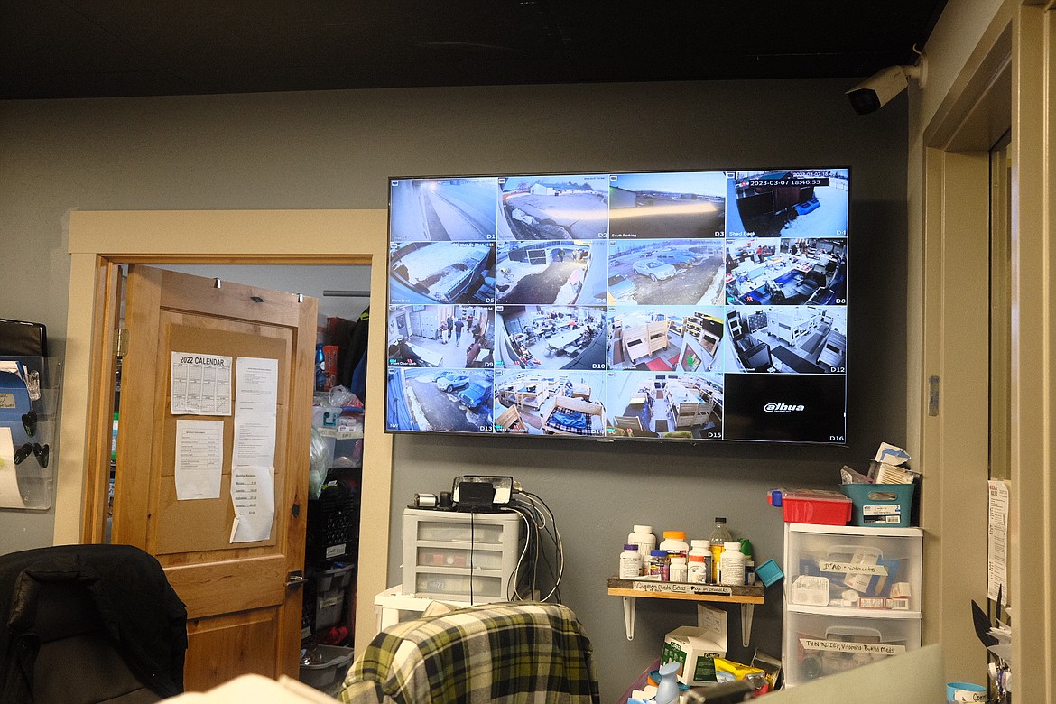 Surveillance cameras record the interior and exterior of the Flathead Warming Center, on March 7, 2023. The Warming Center is Flathead County's only low-barrier overnight homeless shelter, open from October to April. (Adrian Knowler/Daily Inter Lake)