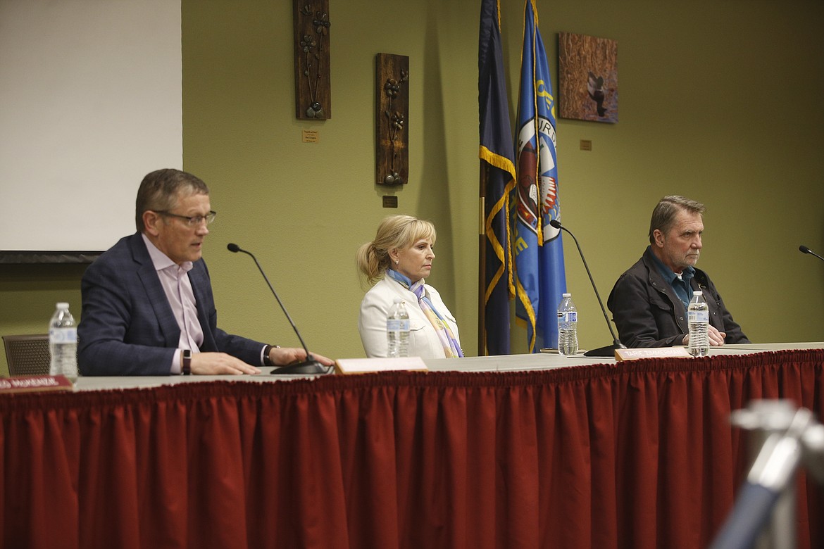 NIC President Nick Swayne and Trustees Tarie Zimmerman and Brad Corkill took questions and comments from community members Thursday night.