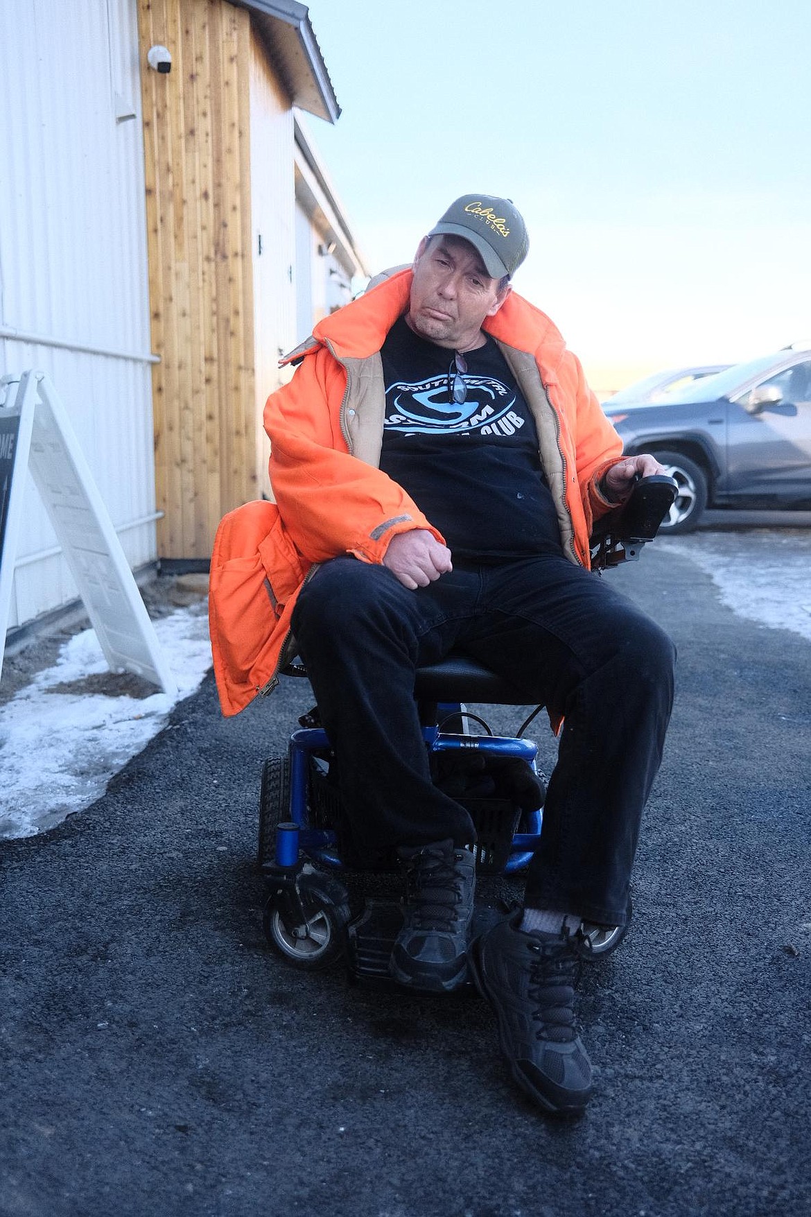 Eric Lawson outside the Flathead Warming Center on Wednesday, March 8. (Adrian Knowler/Daily Inter Lake)