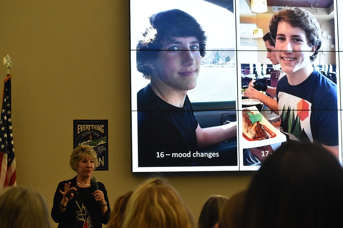 Laura Stack spoke at Columbia Basin Technical Skills Center Thursday evening about the impact that high-potency marijuana products can have on youth development and mental health. She shared her personal story of losing her son, Johnny, to suicide as a result of his marijuana use.