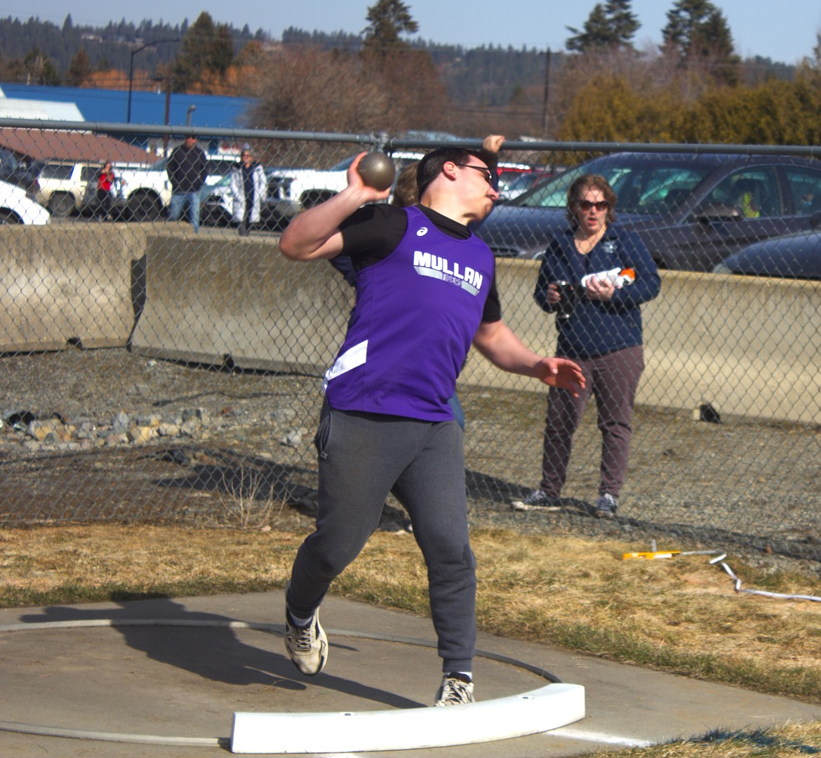 Mullan's Josh Houston throws for the Tigers during a recent track meet at Bonners Ferry High School.