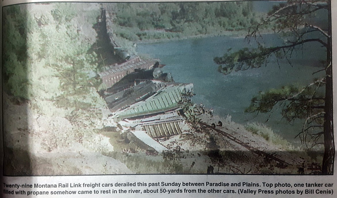 An image published in the July 14, 1999 Clark Fork Valley Press shows a Montana Rail Link derailment near Plains. (Valley Press FILE)