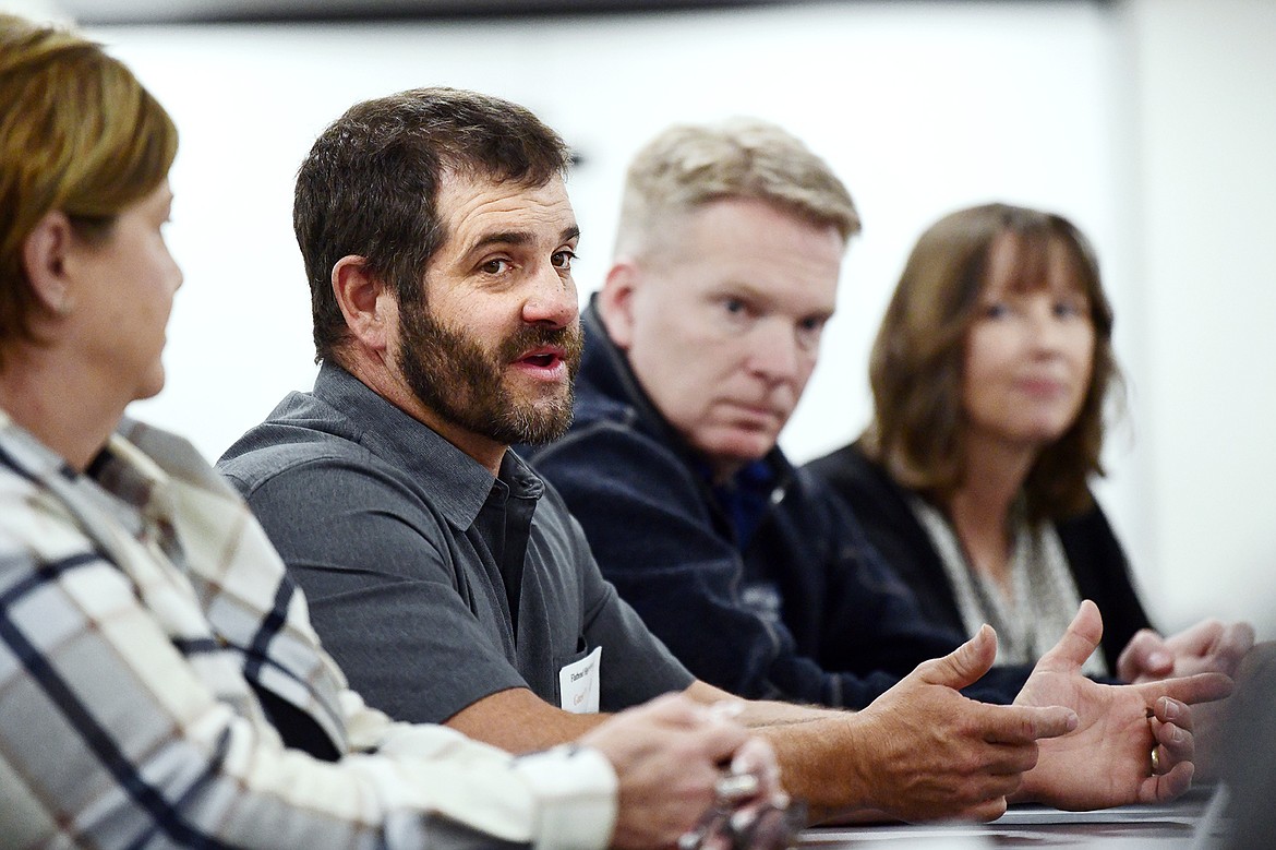 Kalispell City Council President Chad Graham speaks during a roundtable discussion regarding the importance of expanding individualized, work-based learning opportunities in Montana schools at Flathead High School on Wednesday, April 5. (Casey Kreider/Daily Inter Lake)