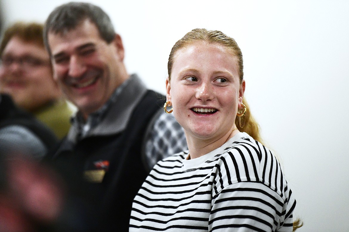 Flathead High School student Keegan Williams speaks during a roundtable discussion regarding the importance of expanding individualized, work-based learning opportunities in Montana schools at Flathead High School on Wednesday, April 5. (Casey Kreider/Daily Inter Lake)