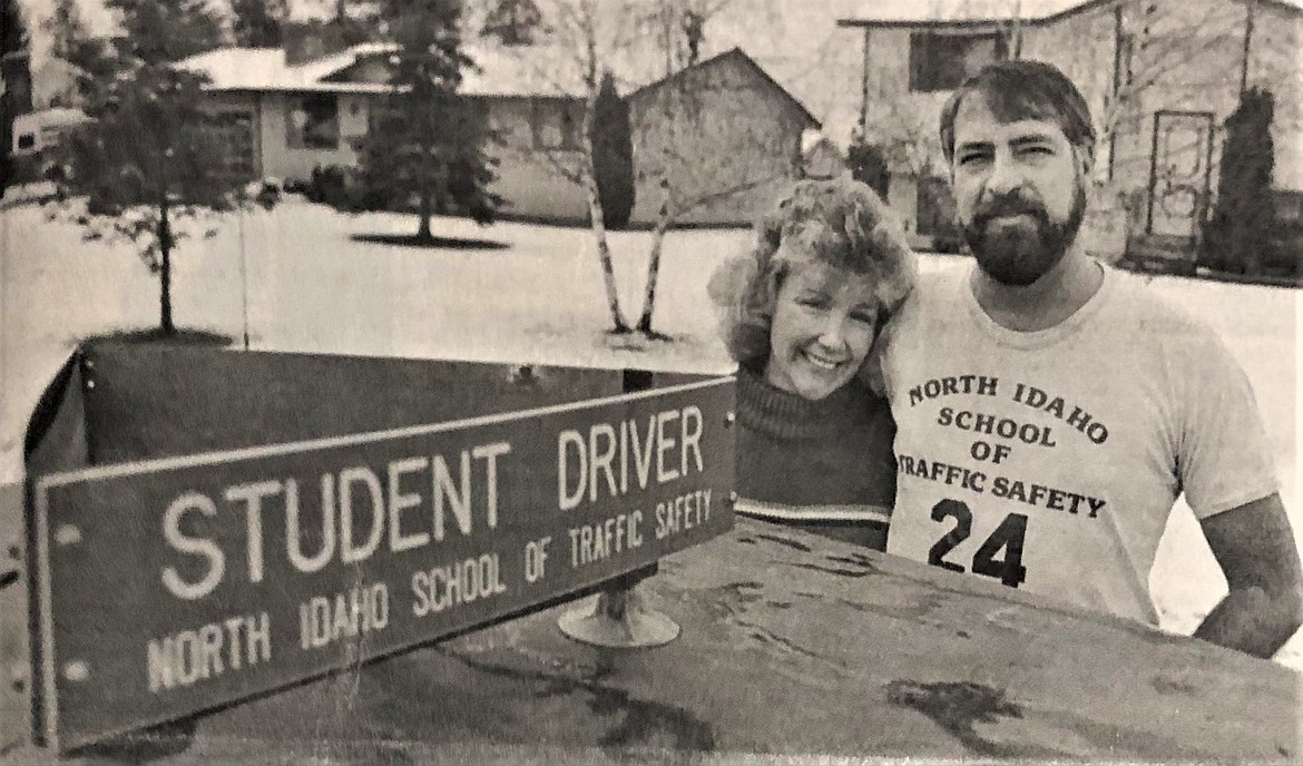 Larry and Eileen Bieber promoting their driving school.