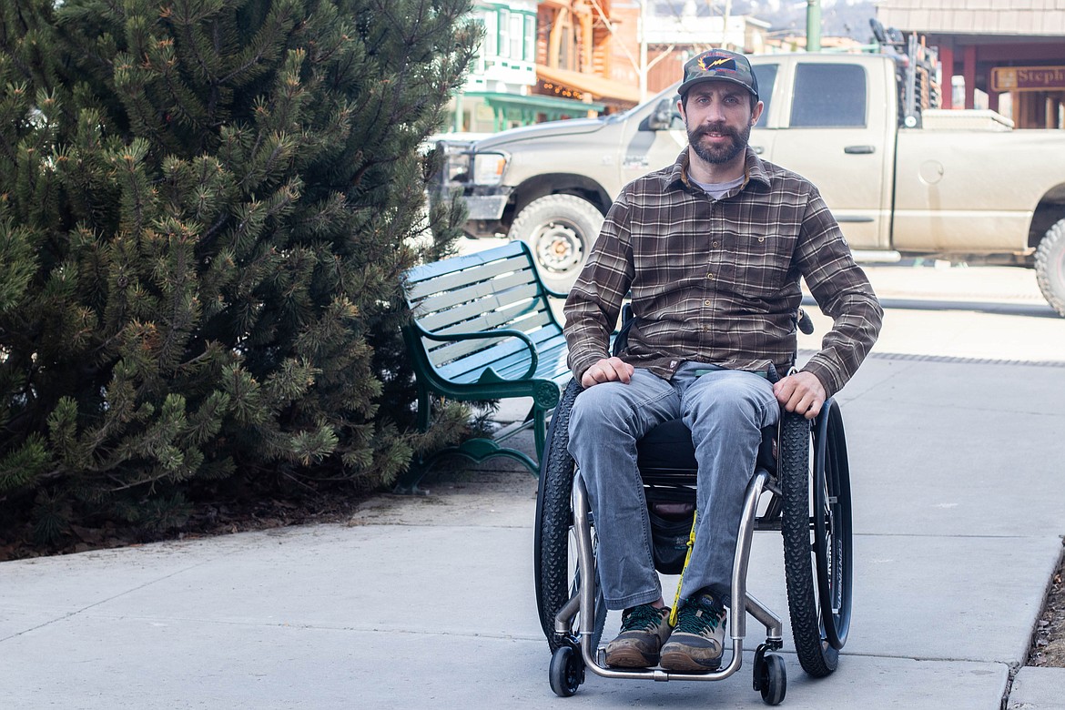 Lucas Stacy, a wildland firefighter, poses for a portrait on April 3, 2023 in Whitefish, Montana. (Kate Heston/Daily Inter Lake)