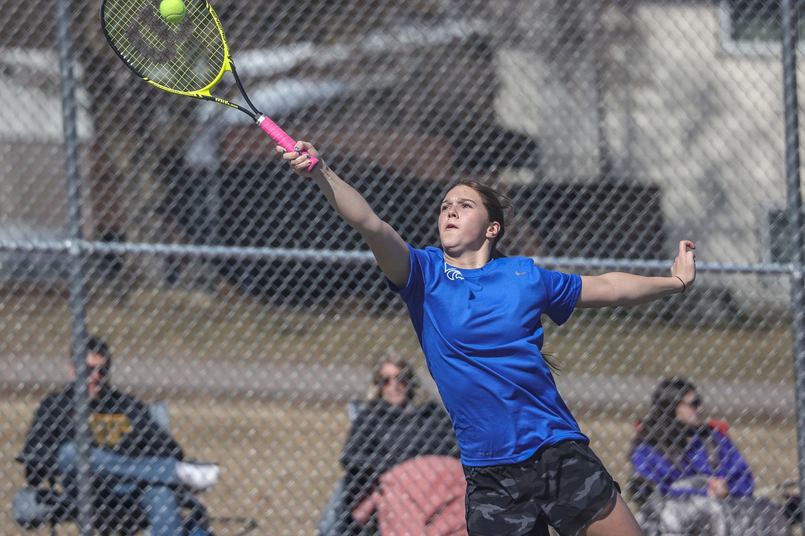 Columbia Falls senior Zoey Byrd competes against Whitefish on Thursday, April 6 in Columbia Falls. (JP Edge/Hungry Horse News)