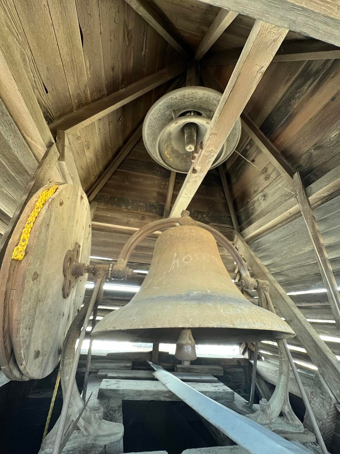 The bell inside the Pinehurst Community Bible Church hasn't been rung in decades but has recently been repaired.