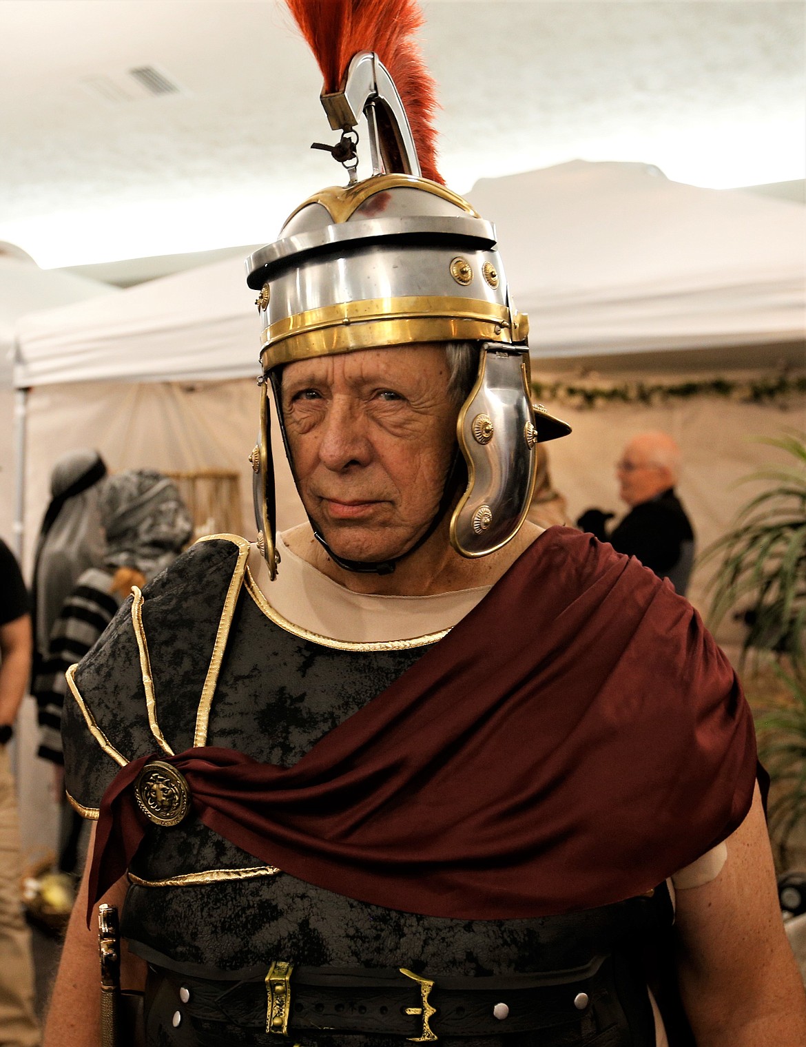 Bruce Dietrich portrays a Roman centurion Friday in "War in Heaven" at Coeur d'Alene Seventh-day Adventist Church.