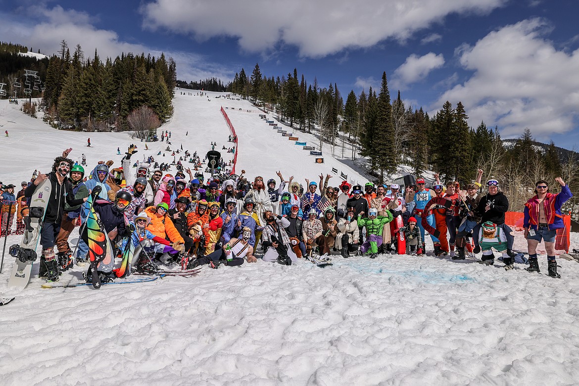 Competitors in Saturday's 2023 Pond Skim at Whitefish Mountain Resort. (JP Edge photo)