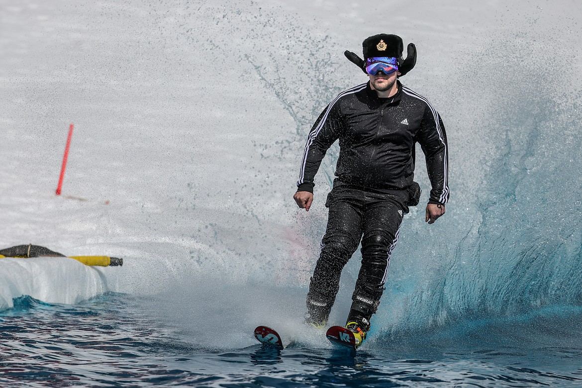 A competitor in the Pond Skim as a KGB member. (JP Edge photo)