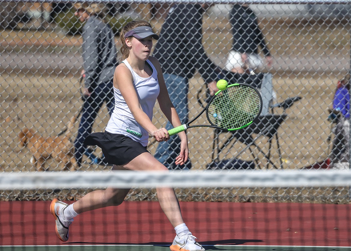 Freshman Camry Kelch in Columbia Falls last week against the Wildkats. (JP Edge photo)