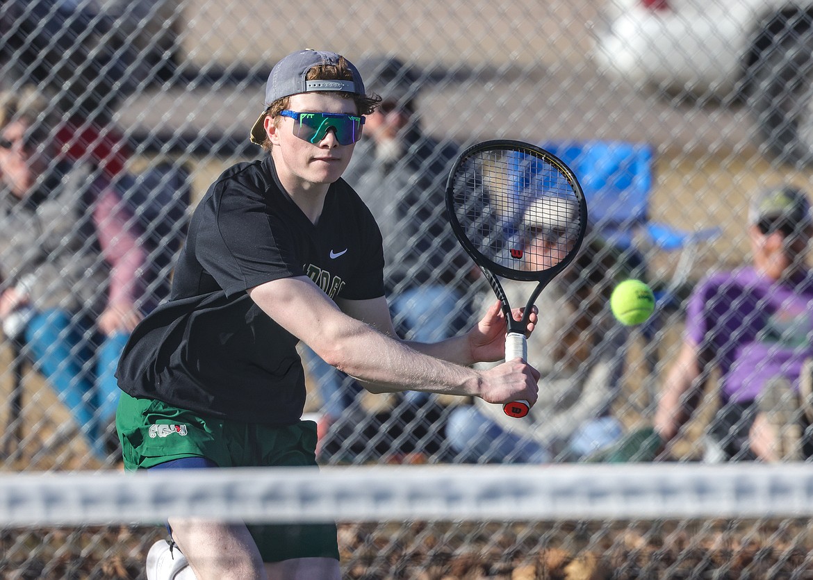 Junior Aydin Mulholland plays against the Wildcats in Columbia Falls last week. (JP Edge photo)