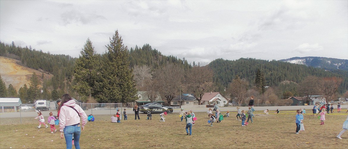 Tiny tots search for Easter treasures as the hunt for colorful eggs brings endless fun.