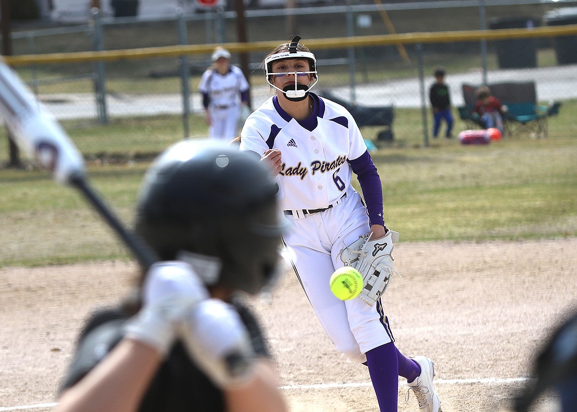 Samantha Rensvold is in the zone again during Saturday's softball matchup against Whitefish. (Bob Gunderson photo)