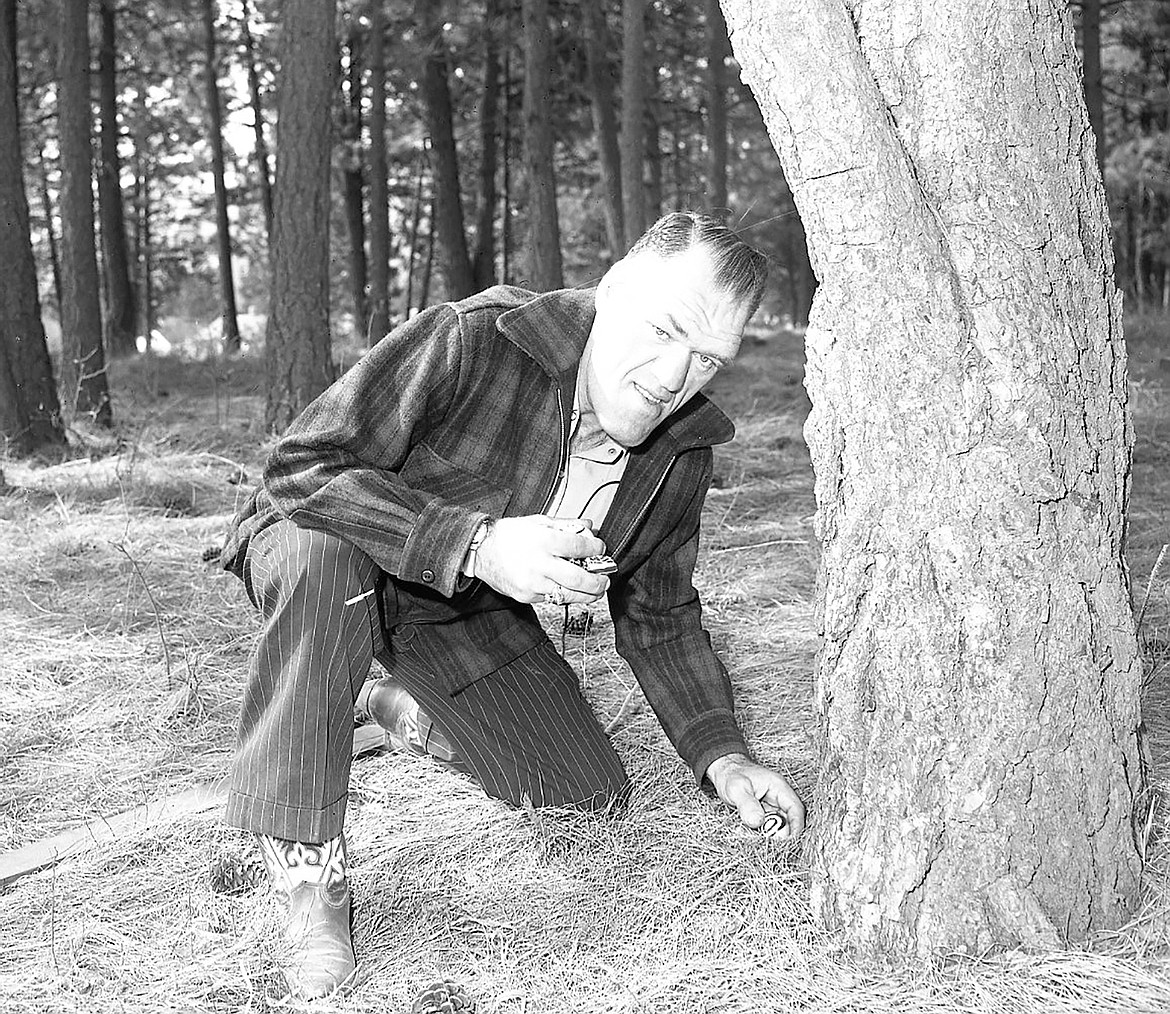 The Swedish Angel, a professional wrestler from the era, helped hide eggs during the original Lions Club Easter egg hunt in April, 1953. (Mel Ruder photo)