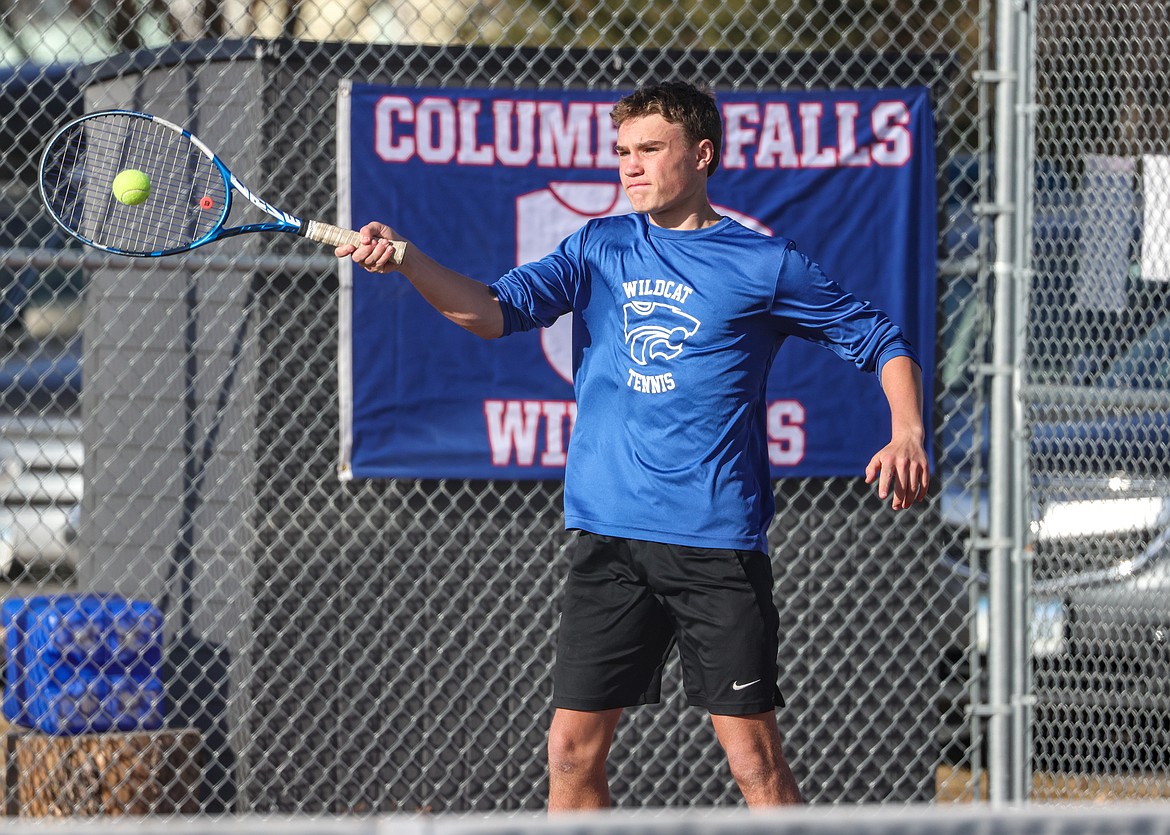 Senior Dale Blickhan competes on Thursday at home against Whitefish. (JP Edge photo)