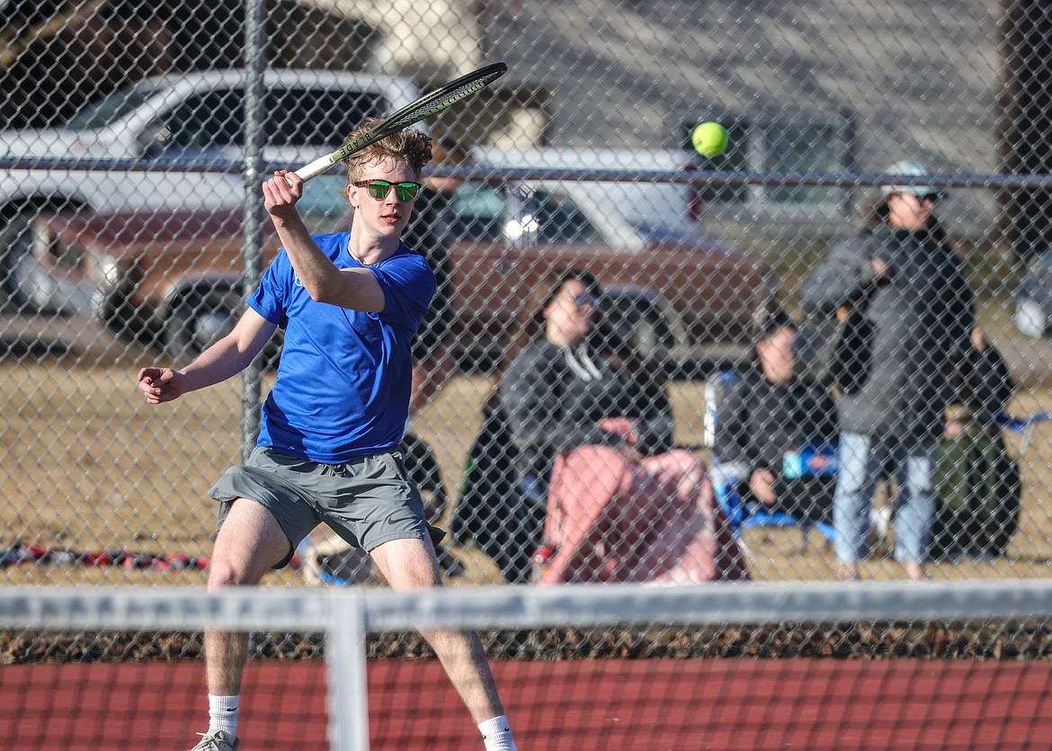 Logan Heupel plays the ball against Whitefish at home on Thursday. (JP Edge photo)