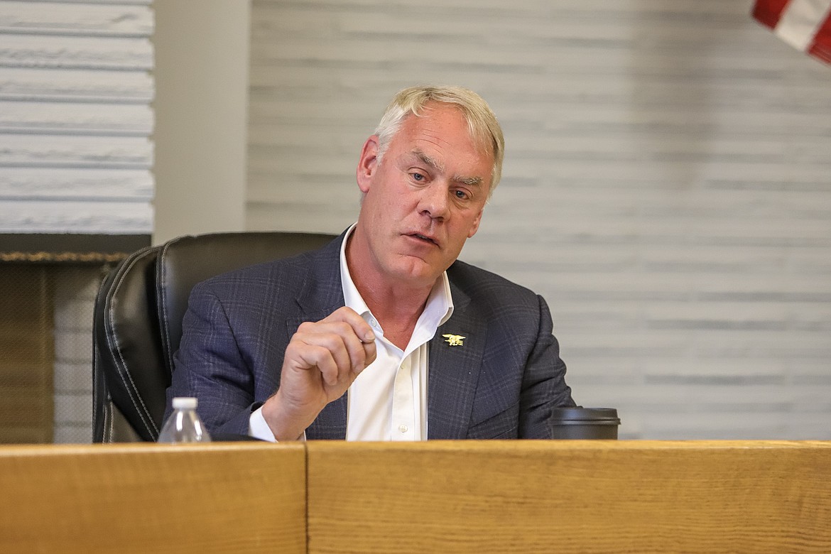U.S. Rep. Ryan Zinke, R-Montana, meets with Glacier National Park officials and local stakeholders in Columbia Falls on Tuesday, April 11, 2023. (JP Edge/Hungry Horse News)