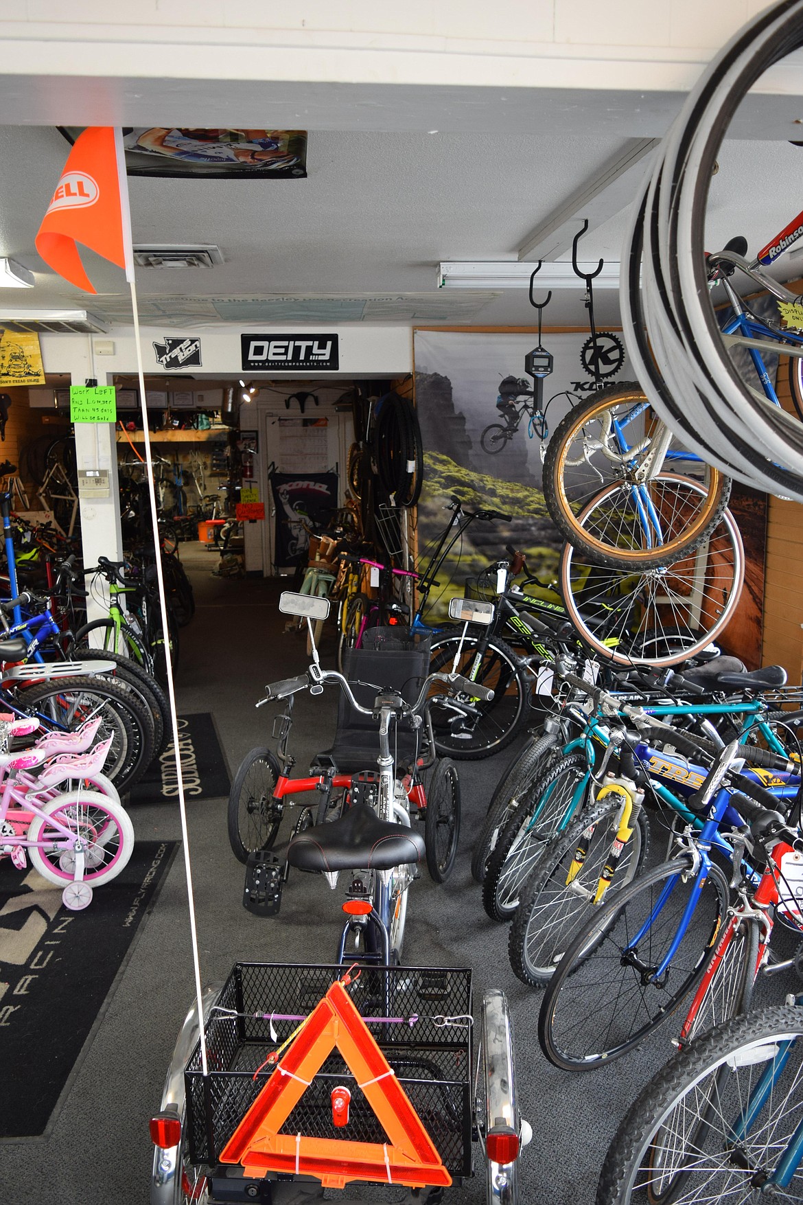 Some of the new and used bikes on sale at The Bicycle Shop in Moses Lake. Staff at the shop can help visitors track down the right bicycle for their needs.