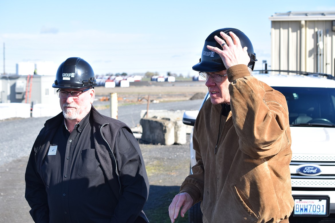 Group14 Technologies Chief Operating Officer Eric Robinson and Chief Engineer Frank Bruneel at the construction site where the company is building its new Moses Lake production facility.