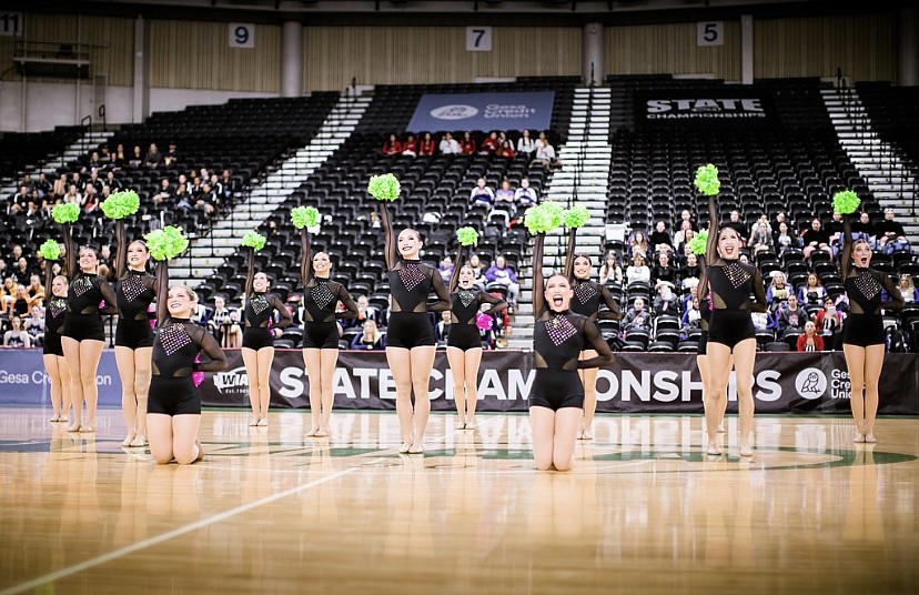 The Molahiettes, the dance/drill team from Moses Lake High School brought home two state championships, including one in the pom category, which is pictured. A solid, team-based, competitive mindset contributed to the team’s success coaches and members said.