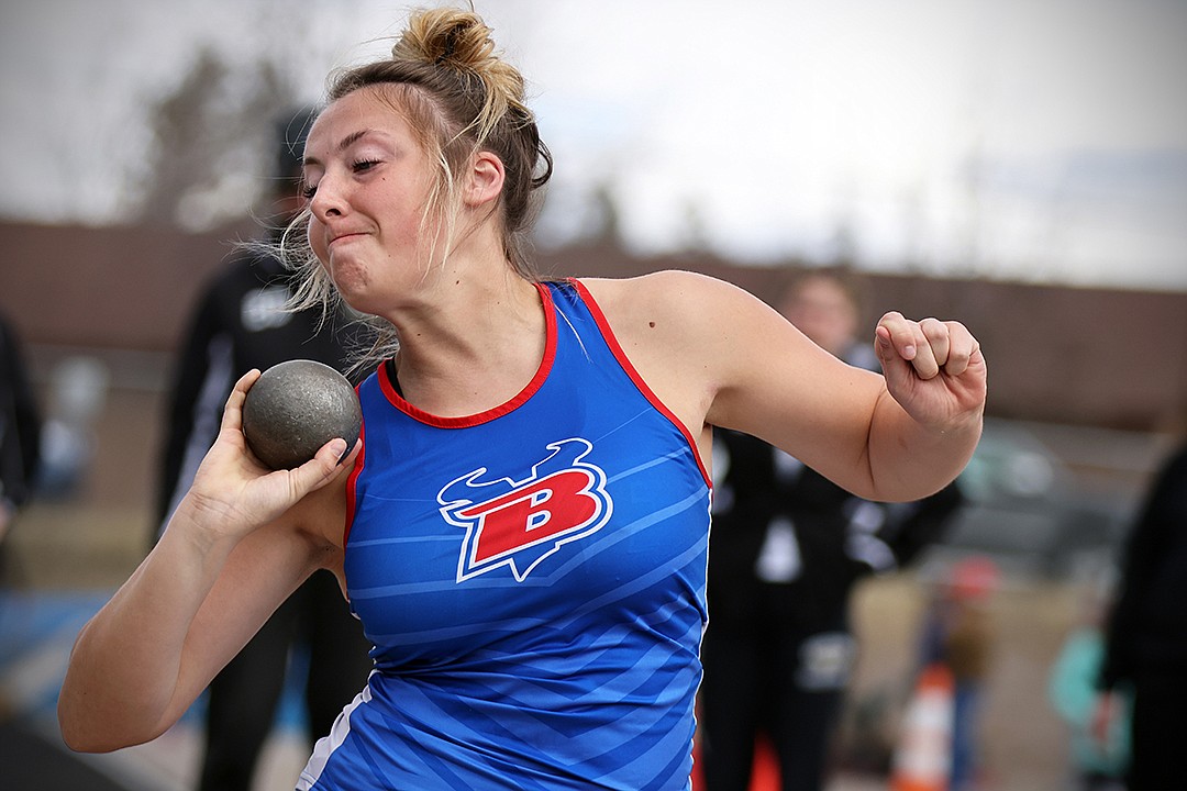 Scout Nadeau competes in the shot put Saturday
