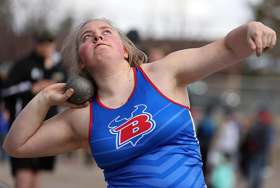Delcy Stewart competes in the shot put