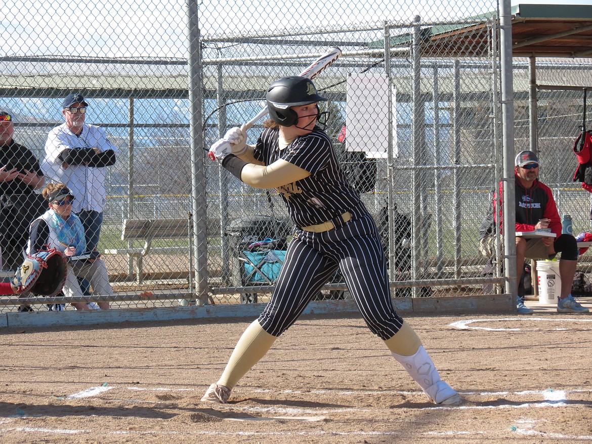 Royal junior Randi Allred gets ready to swing at a pitch earlier this season against Eastmont.