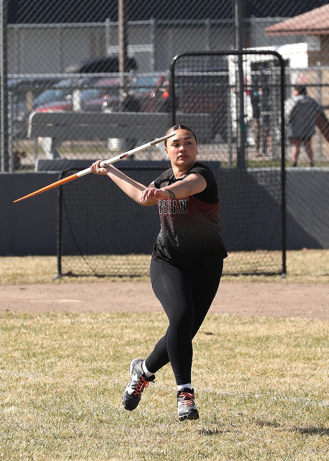 Ronan's Kylie Fetui placed fifth in the javelin and shot put during Saturday's track meet. (Susan Lake photo)