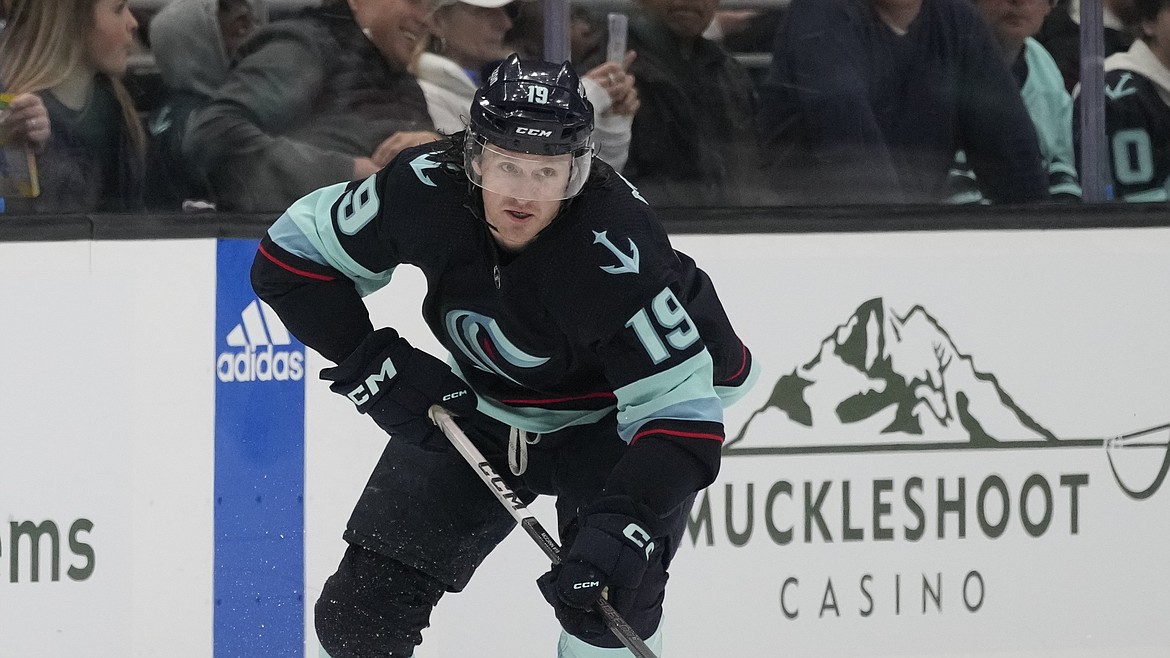Seattle left wing Jared McCann leads the Kraken in goals this season with 40. McCann scored a goal and assisted on another during an Oct. 21 matchup against Colorado this season.