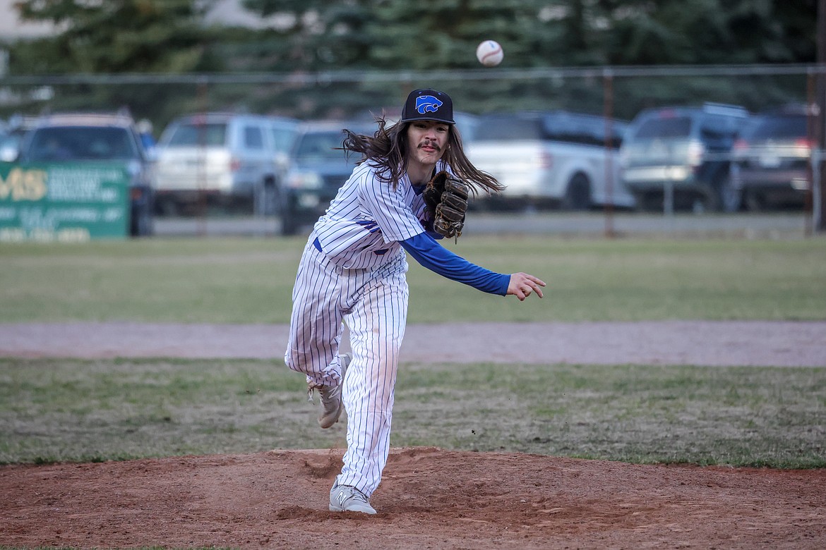 Talon Murphy on the mound at the first home game of the season against Eureka. (JP Edge photo)