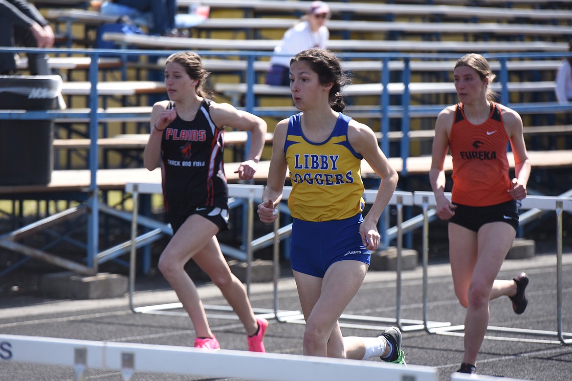 Libby's Aurora Smith was a quadruple winner for the Lady Loggers Saturday, April 14, at the Libby Invitational. (Scott Shindledecker/The Western News)