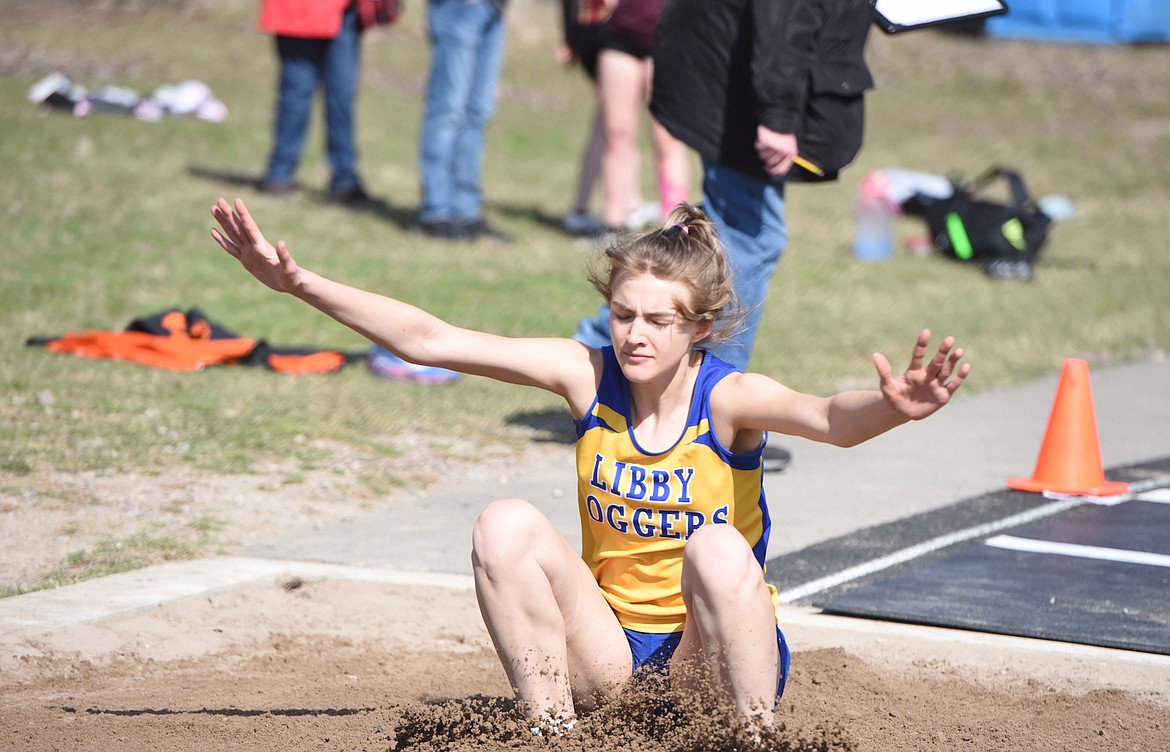 Libby's Rylee Boltz was a double winner for the Lady Loggers Saturday, April 14, at the Libby Invitational. (Scott Shindledecker/The Western News)