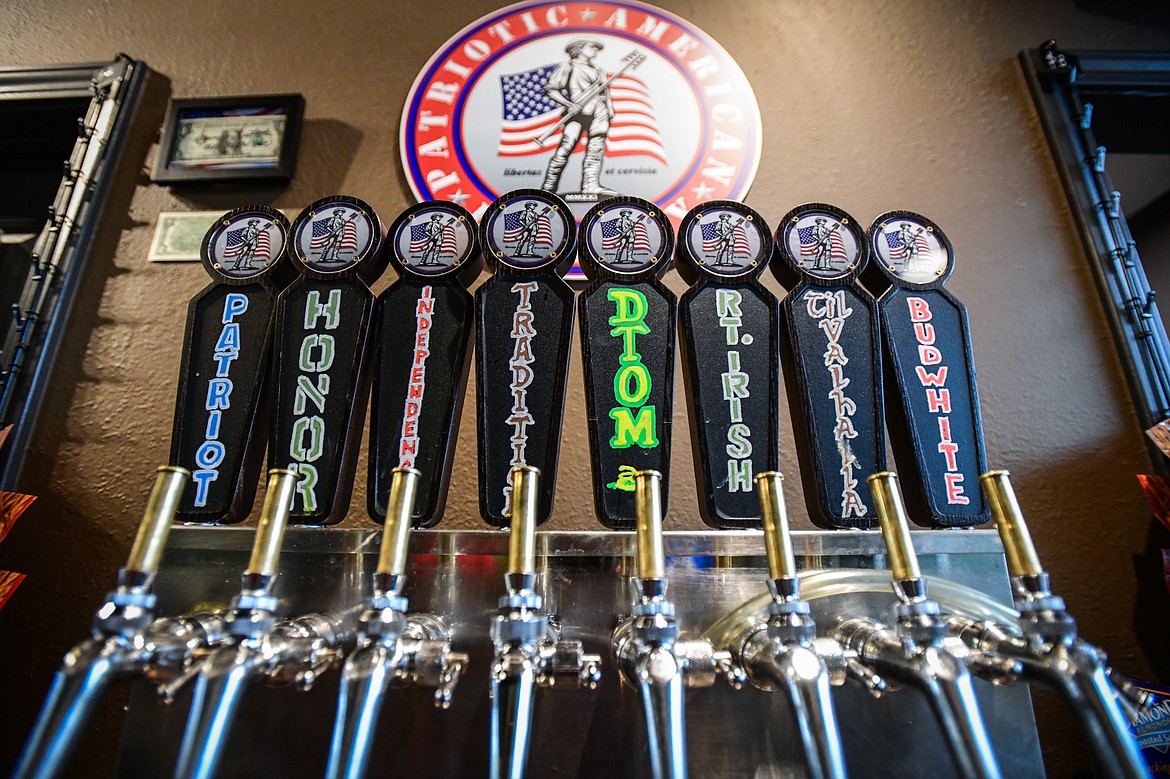 Beers on tap at the Patriotic American Brewery in Evergreen on Tuesday, April 18. (Casey Kreider/Daily Inter Lake)