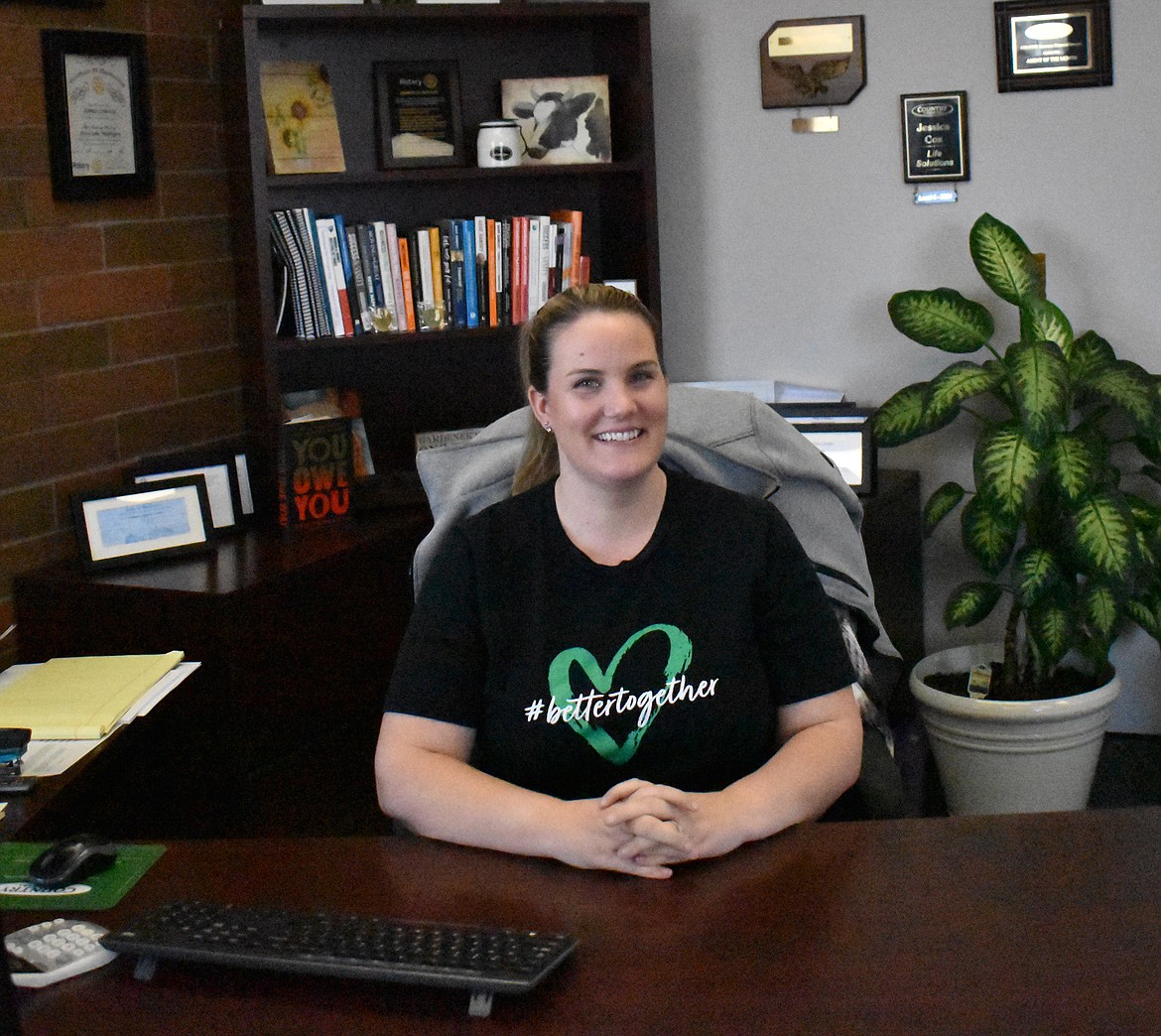 Jessica Cox, an insurance agent with Country Financial, in her office in Moses Lake. Cox said the value of a home on the market isn’t necessarily the amount of coverage the respective homeowner should maintain.