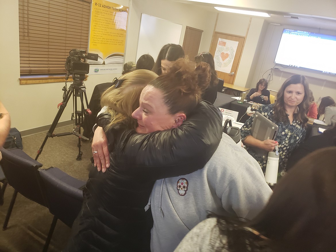 Karen Brooks broke into tears when the Lakeland Joint School District Board of Trustees voted to approve an agreement that would allow Heritage Health counselors to meet with district students at their school campuses.