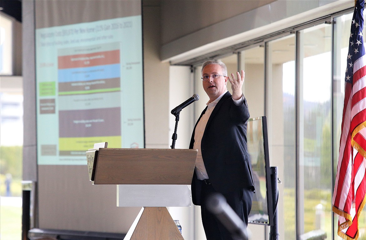 National Association of Home Builders Chief Economist Dr. Robert Dietz speaks Thursday during a North Idaho Building Contractors Association luncheon at the Hagadone Event Center.