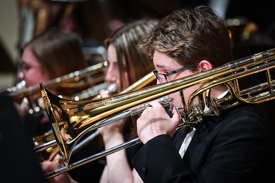The Glacier High School Concert Band performs Alvamar Overture by James Barnes during the District Music Festival at Glacier High School on Thursday, April 20. (Casey Kreider/Daily Inter Lake)