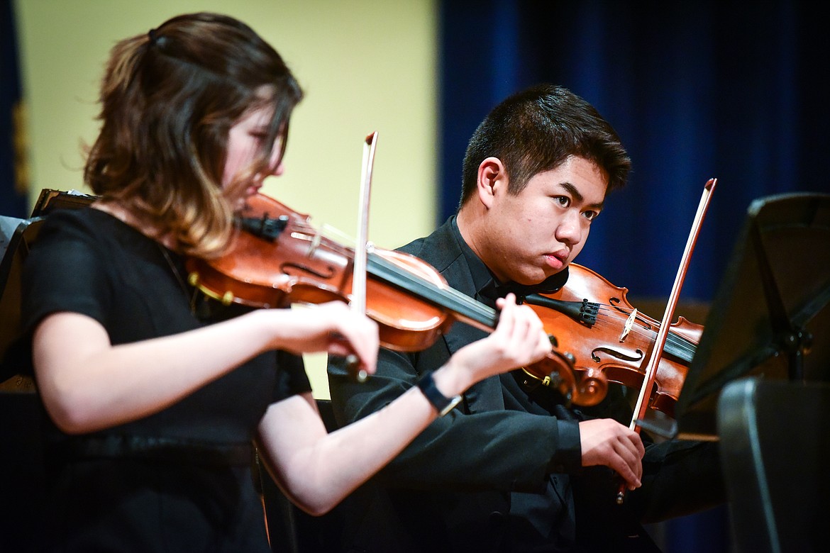 The Flathead High School Chamber Orchestra performs New Chances, New Dances by Richard Meyer and Passacaglia composed by George Frederic Handel and arranged by Robert S. Frost at the District Music Festival at Glacier High School on Thursday, April 20. (Casey Kreider/Daily Inter Lake)