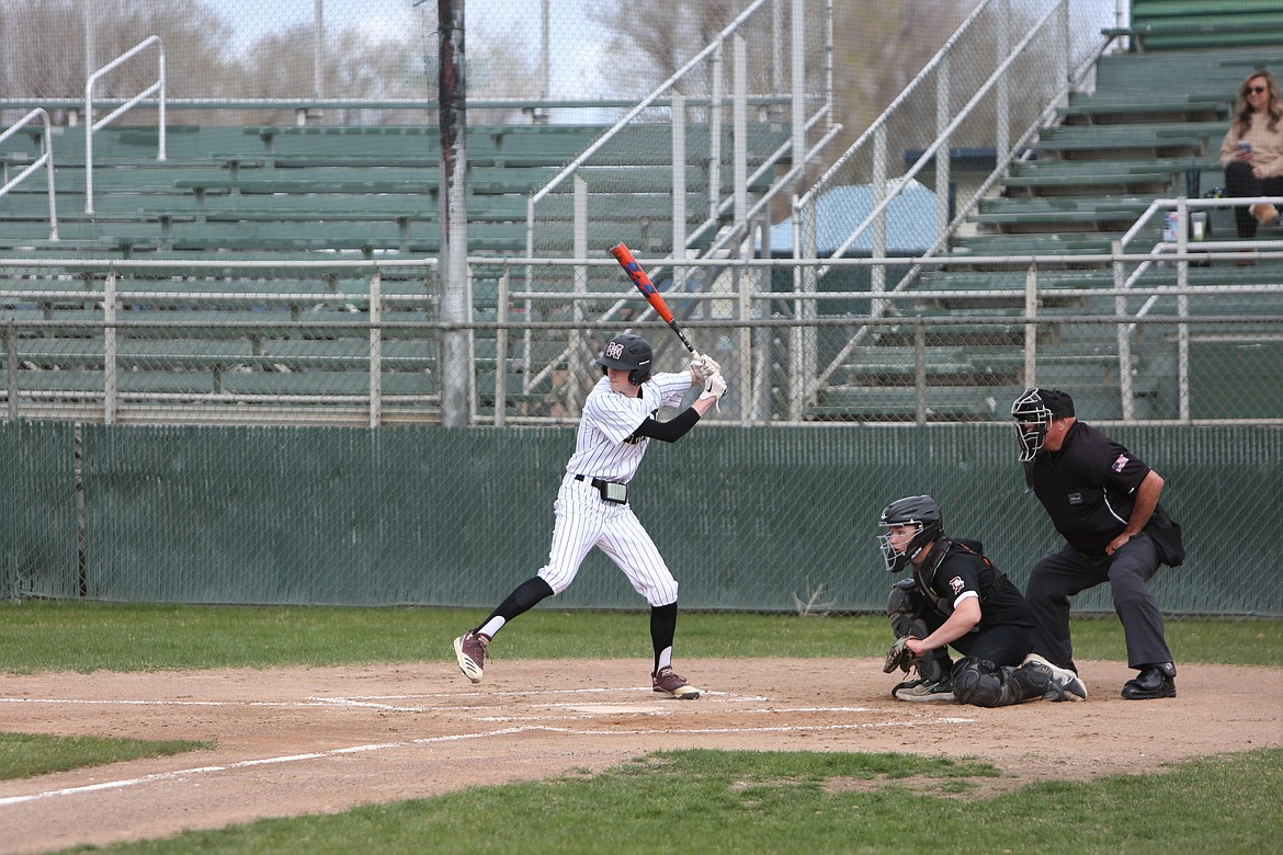 Moses Lake senior Blaine Macdonald stands in the batter’s box against Davis on Friday.