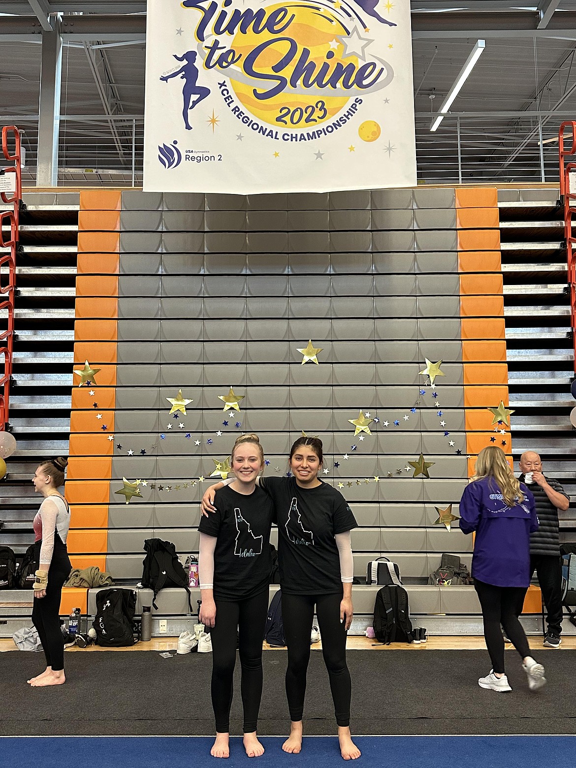 Courtesy photo
Avant Coeur Senior Xcel Golds competed in Everett, Wash., at the Region 2 Xcel Regional Championships. From left are Allie Scott and Carisa Gencarella.