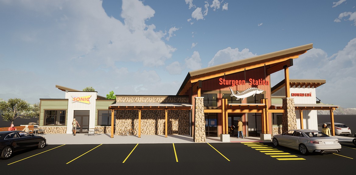 The Kootenai Tribe of Idaho’s Sturgeon Travel Plaza, pictured in this architect's rendition, will include a gas station, truck stop, convenience store, and a Sonic Restaurant. The center is set to open this summer.