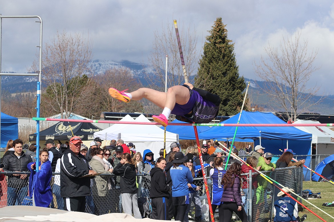 Charlo's Darcy Coleman clears the bar during last weekend's SSHS Track Meet. (Michele Sharbono photo)