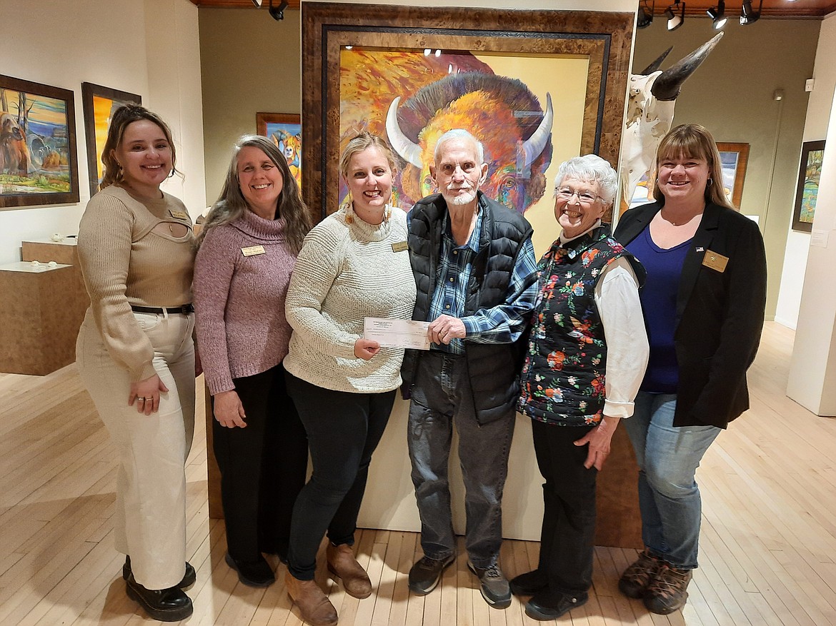 The past Exalted Rulers of Kalispell Elks Lodge No. 725 donated $500 to the Hockaday Museum of Arts to pay the entrance fee for all military members (active and veterans) and their families for visitation to the museum between Memorial Day and Labor Day.
Pictured left to right, Camryn Mahnken, museum and programs assistant; Kathy Martin, education director; Alyssa Cordova, executive director; Robert Stephens, Elks past exalted ruler and past Elks Grand Lodge member; Candy Stephens, Elks past exalted ruler and past state president of the Montana state Elks; Elizabeth Zeglin, Elks past exalted ruler and current state president of the Montana state Elks.