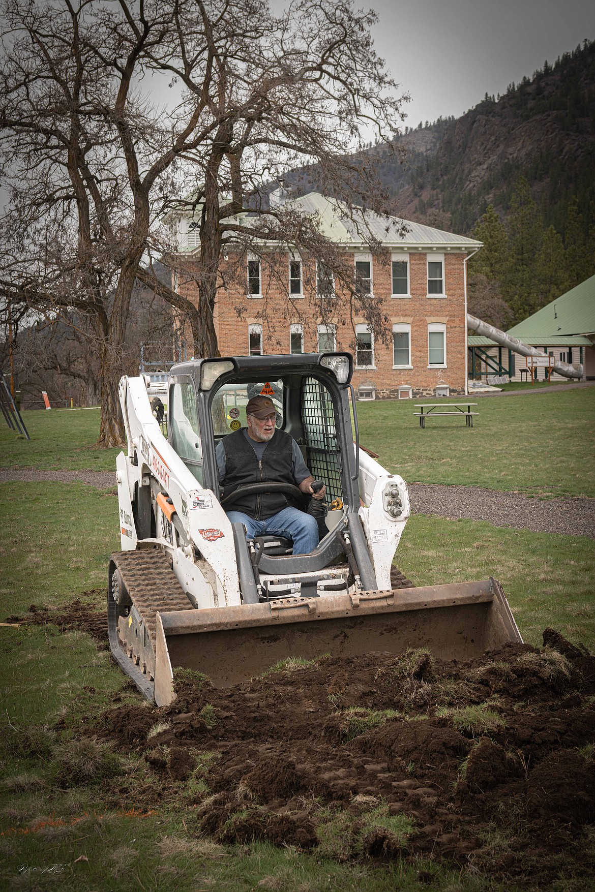 Mac Hall starts the ground work for the new Paradise Roundhouse building. (Tracy Scott/Valley Press)